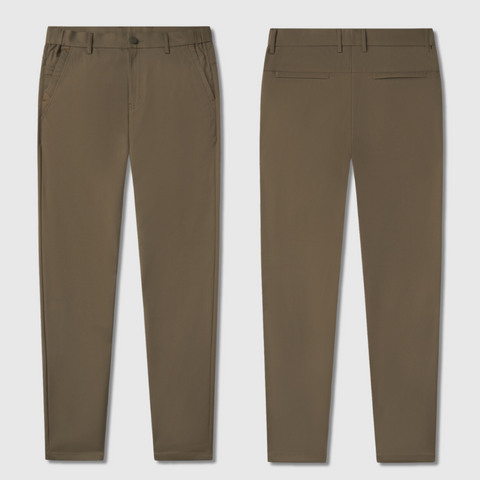 Jetsetter Tech Pant Straight Fit in brown, wrinkle-free and travel-friendly design.