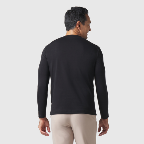 Precision Long Sleeve Tee in black, showcasing the wrinkle-resistant, breathable design with emphasized shoulder fit.