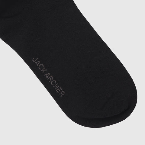 Black 'Anytime Socks' made from premium Pima cotton, durable and breathable.