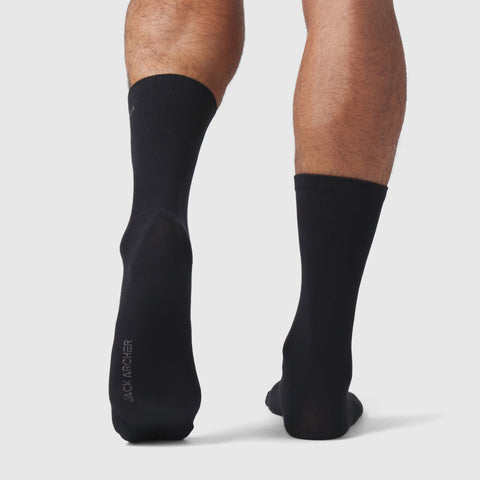 Premium Anytime Socks in black, made from soft Pima cotton, providing durability and breathability.