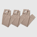 Jetsetter Tech Pant Slim Fit 3-Pack in beige, travel-friendly wrinkle-free microfiber fabric.