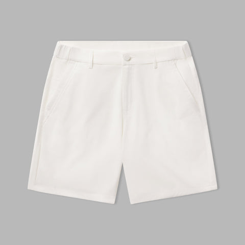 Jetsetter Tech Short in white with innovative fabric for a consistent fit.