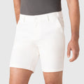 Jetsetter Tech Short in white, innovative fabric, consistent fit.