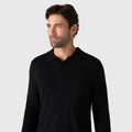 Legacy Polo Sweater in black, premium viscose blend knitwear.