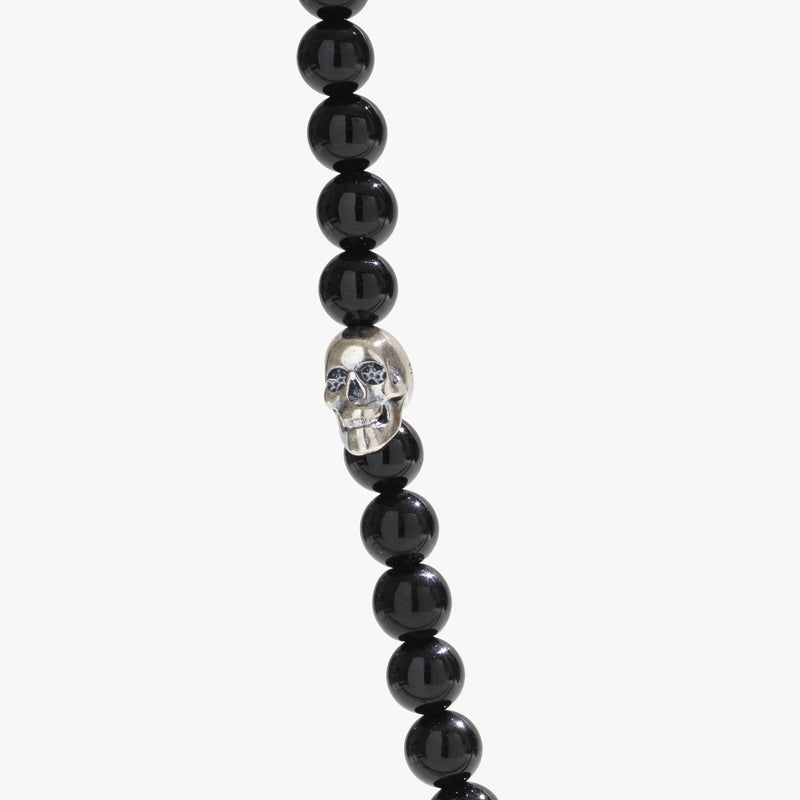 ["Sterling Silver & Black Onyx Beaded Necklace"]