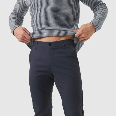 Jetsetter Tech Pant Slim Fit in navy, showcasing sleek design and stretch material.