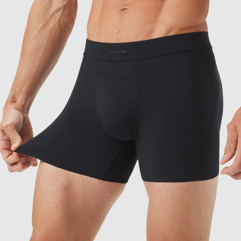 Jetsetter Boxer Brief showcasing comfortable MicroModal fabric with supportive pouch and flat leg seams.