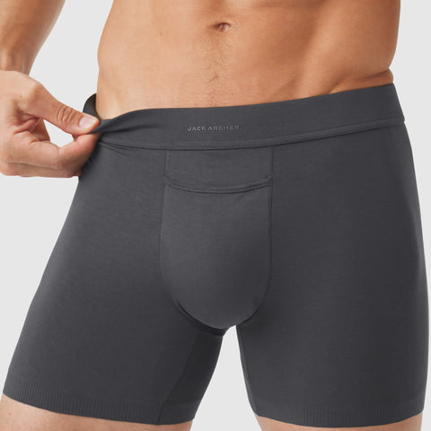 Jetsetter Boxer Brief made of smooth MicroModal® fabric with supportive pouch and anti-odor features.